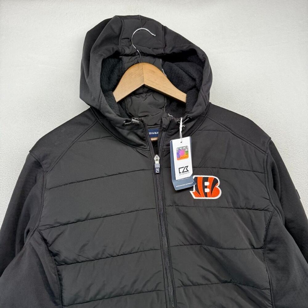 Cincinnati Bengals Jacket Women's 3XL Black Evoke Eco Hooded Puffer Hybrid NEW